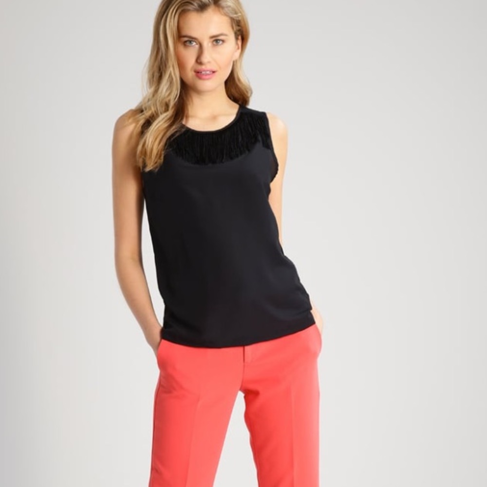 Banana republic black fringe top. NWT